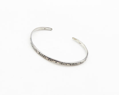 925 Sterling Silver  Vintage Shiny Mother's Love Quote Cuff Bracelet  BT7877