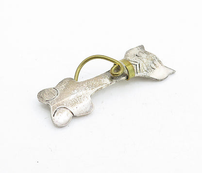 MEXICO 925 Sterling Silver  Vintage Two Tone Sitting Cat Brooch Pin  BP2035