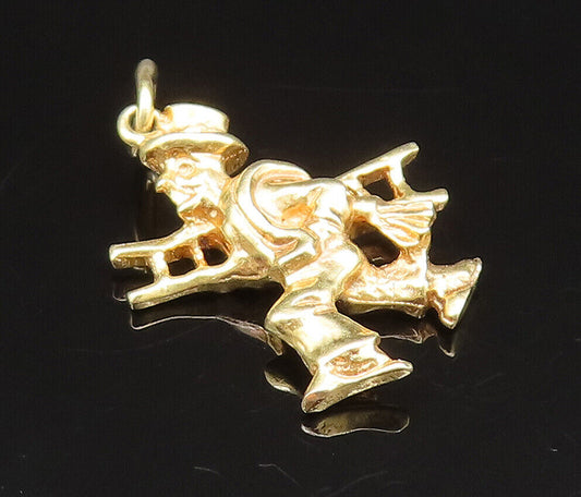 10K GOLD  Vintage Sculpted Man Holding Ladder Charm Pendant  GP362