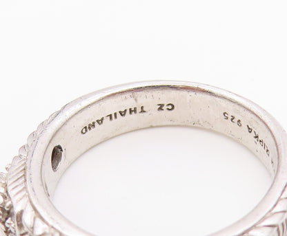 925 Sterling Silver Vintage Ring JUDITH RIPKA Triple Ruby Band  Sz 8  RG36514
