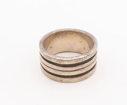 925 Sterling Silver Vintage Ring Solid Grooved rings  Sz 8.5  RG28747