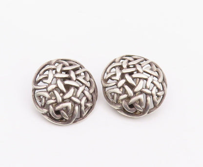 925 Sterling Silver Vintage Earrings Round Cutout Celtic Knot Design  EG13090