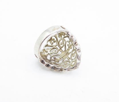925 Sterling Silver  Vintage Shiny Love Heart Swirl Band Ring Sz 6.5  RG5578