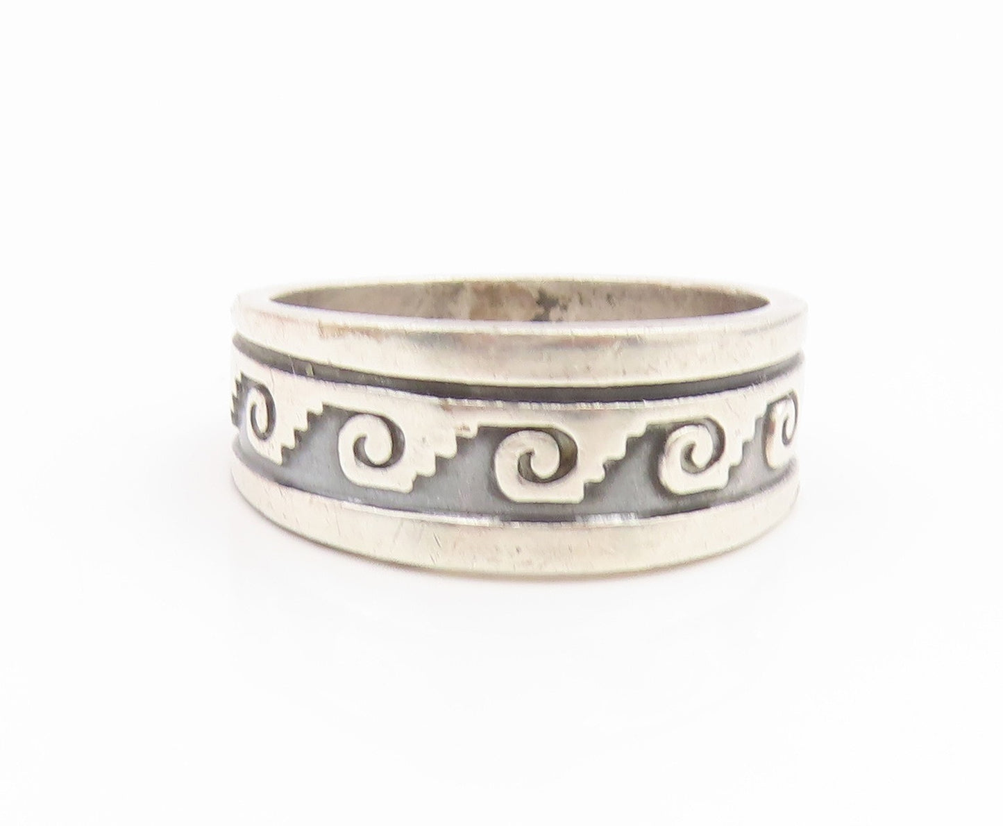 925 Sterling Silver Vintage Ring MEXICO Celtic Wavy Swirl Band  Sz 11  RG35205
