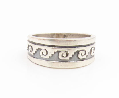925 Sterling Silver Vintage Ring MEXICO Celtic Wavy Swirl Band  Sz 11  RG35205
