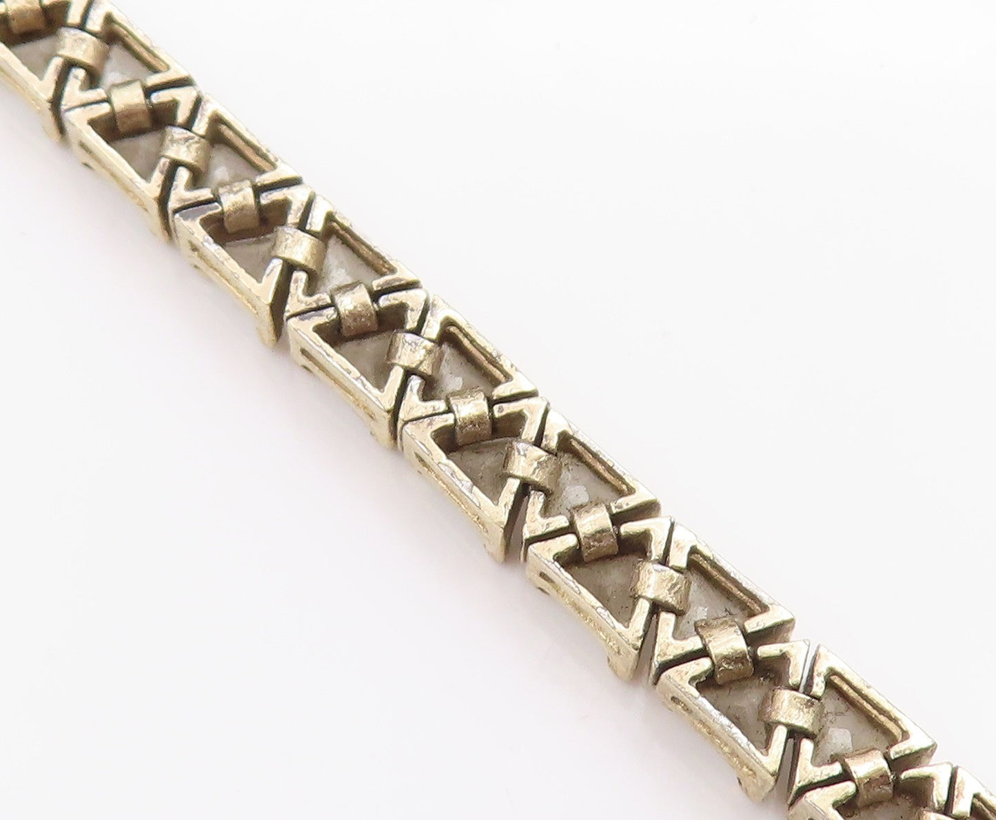 925 Sterling Silver Vintage Bracelet Gold Plated Triangle Cut CZ Chain  BT11453