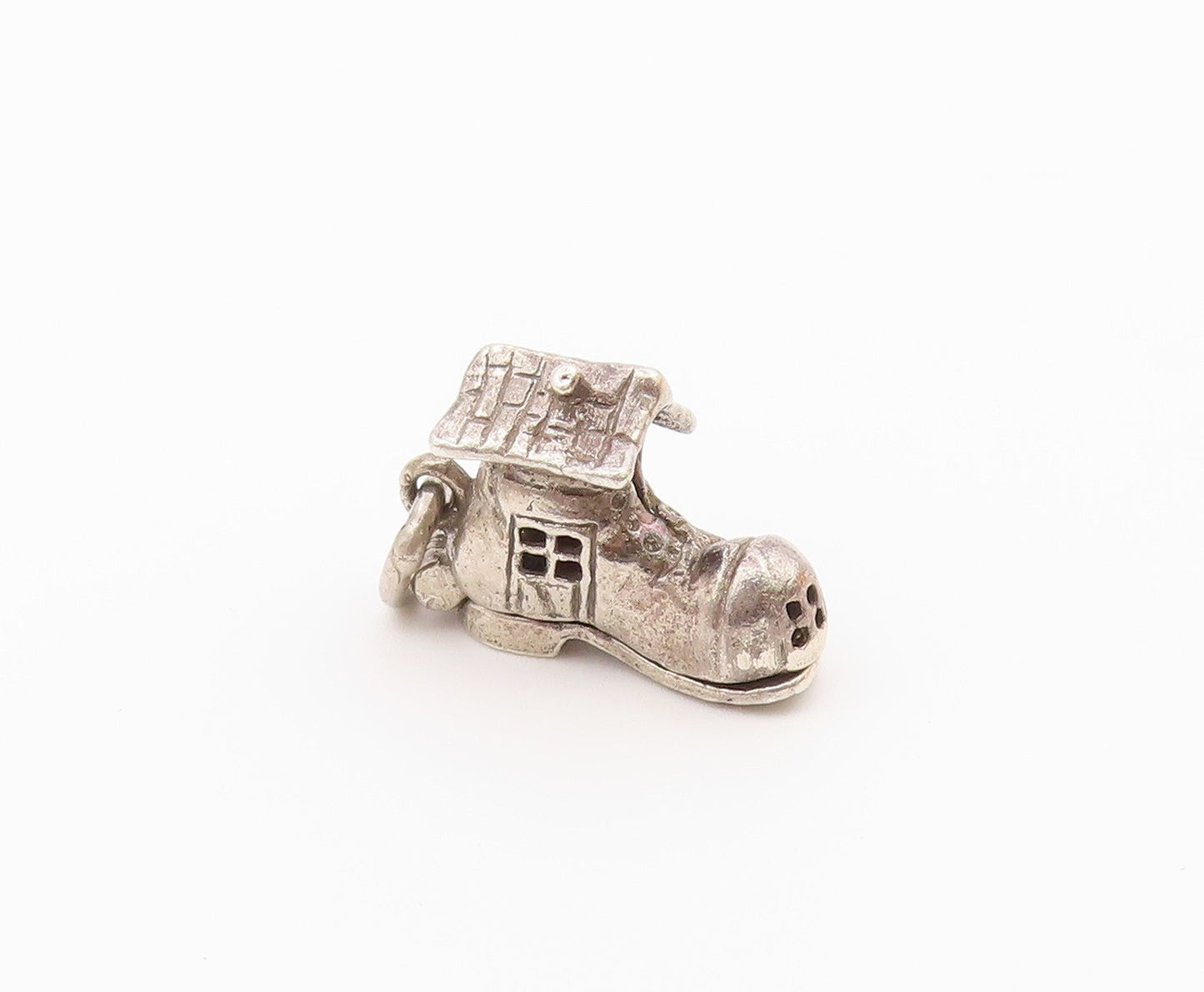 925 Silver   Vintage Boot House & Enamel Family Charm Pendant (OPENS)  PT20586