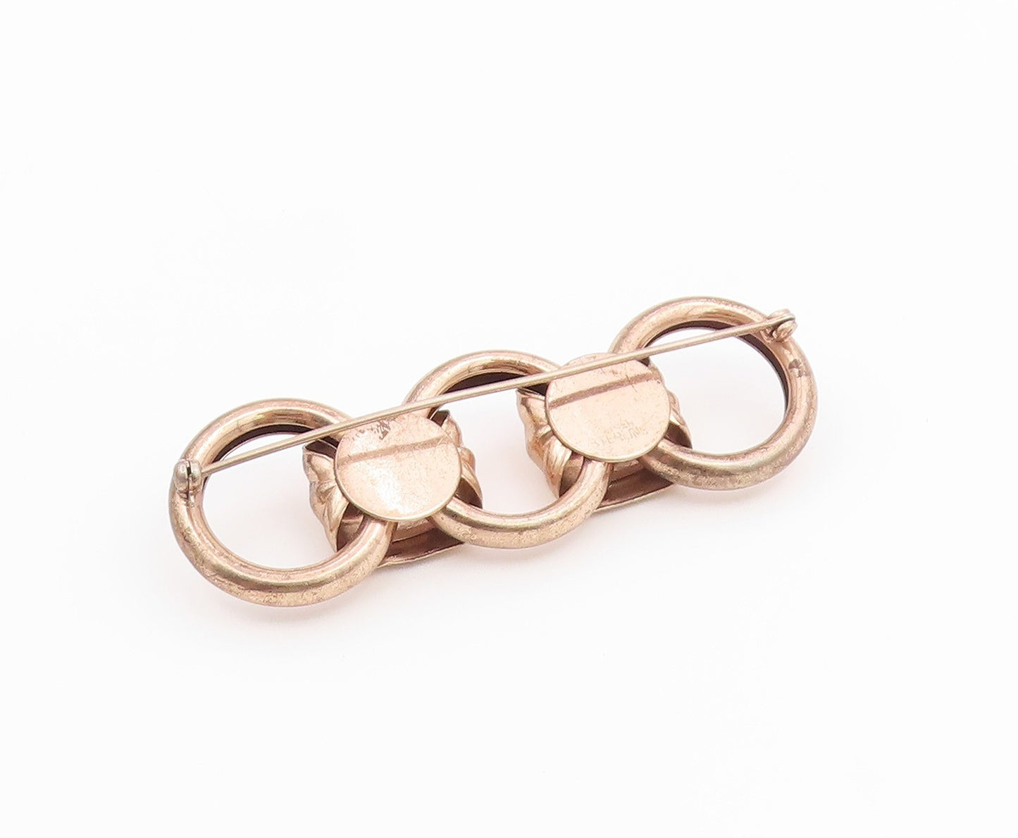 NAPIER 925 Sterling Silver  Vintage Shiny Copper Tone Link Brooch Pin  BP5510