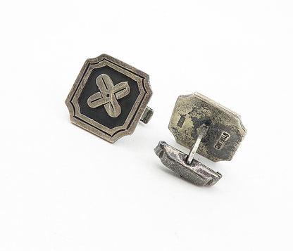 MEXICO 925 Sterling Silver Vintage Floral Detail Cuff Links  TR1335