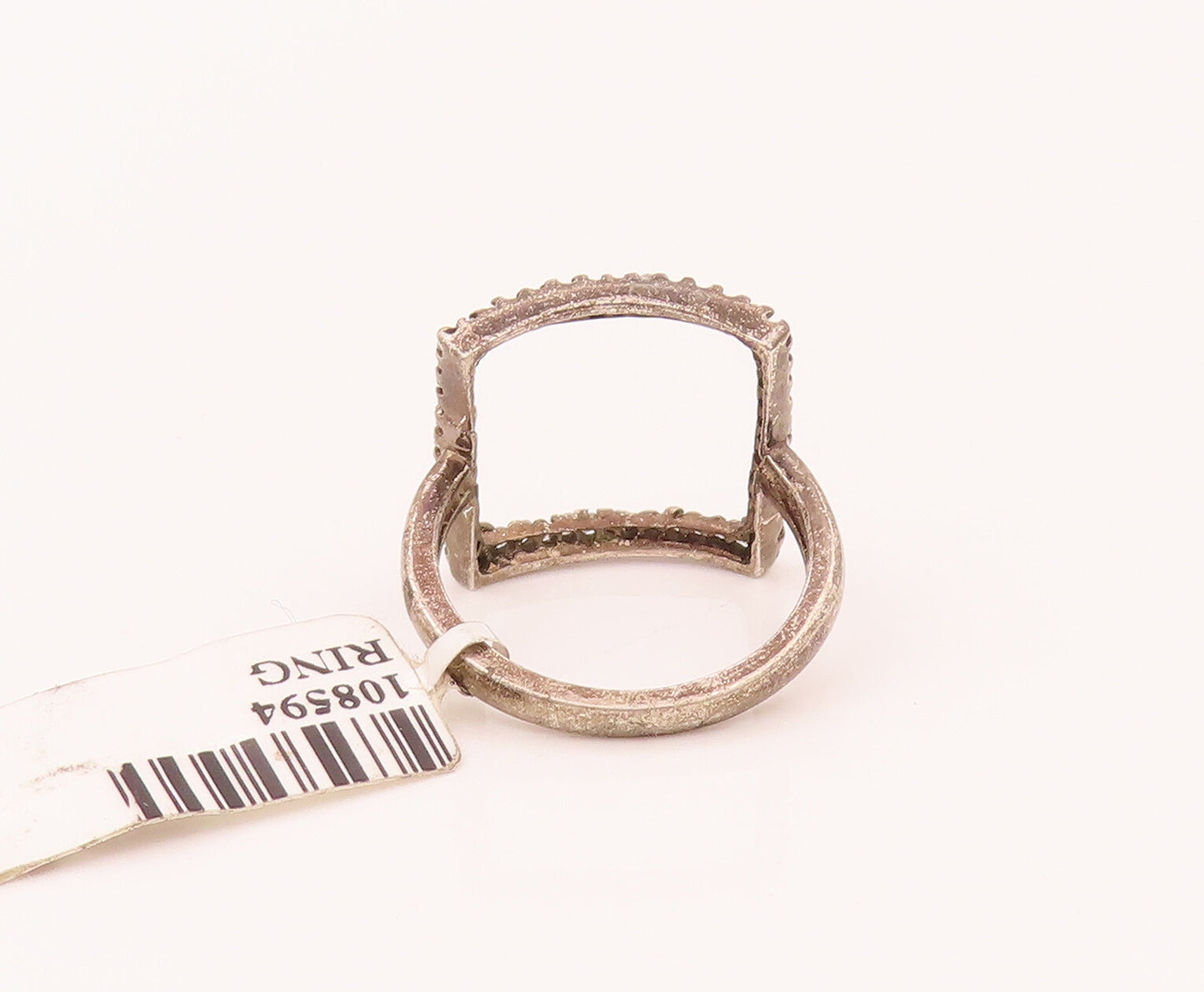 925 Sterling Silver Vintage Minimalist Diamond Square Shape Ring Sz 6.5  RG26588