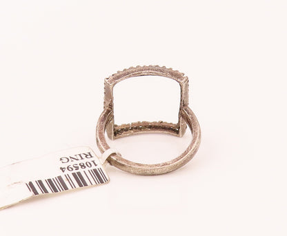 925 Sterling Silver Vintage Minimalist Diamond Square Shape Ring Sz 6.5  RG26588