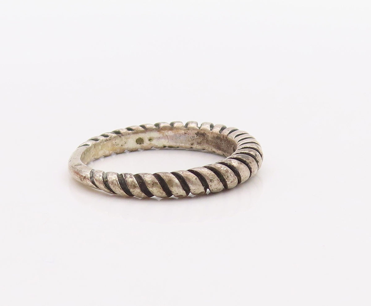 925 Sterling Silver Vintage Ring CAROLYN POLLACK Grooved Rope Band Sz 6  RG33293