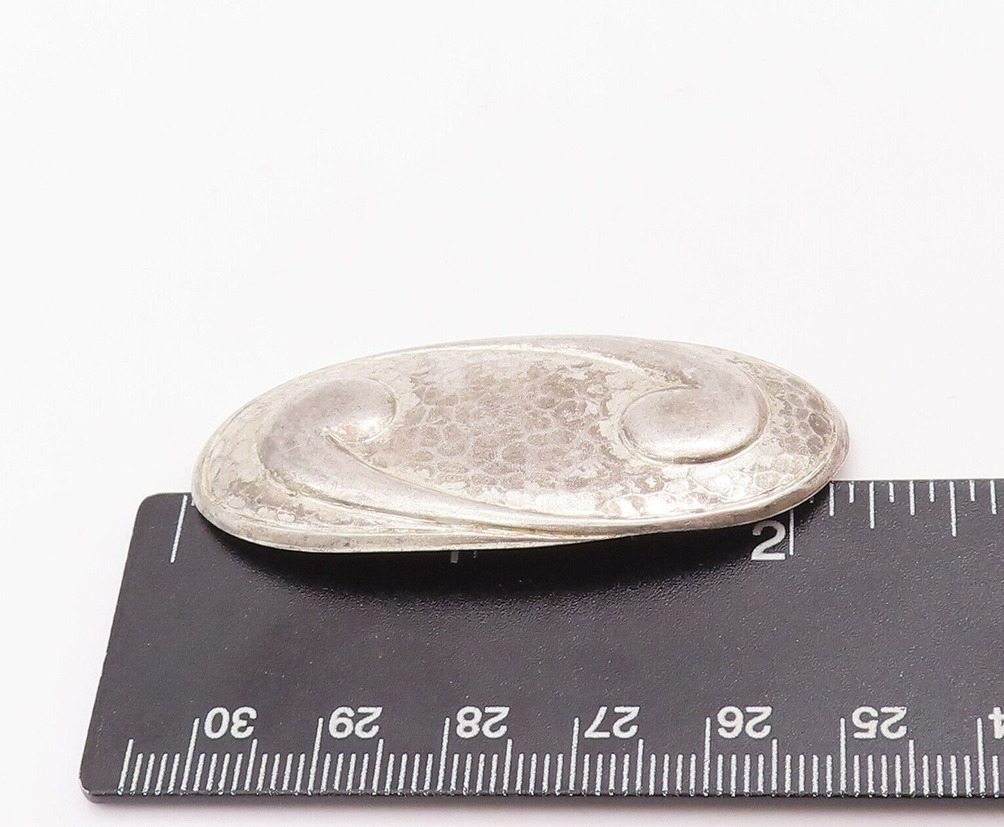 925 Sterling Silver Vintage Brooch Pin WILLIAM HENRY Oval Dented Swirl  BP10921