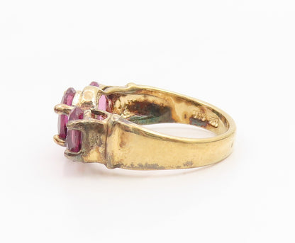 925 Sterling Silver Vintage Ring Gold Plated Elegant Amethyst Band Sz 7 RG35386