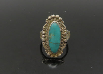 925 Sterling Silver Vintage Turquoise Cocktail Ring Sz 5 RG22156