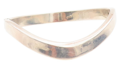 925 Sterling Silver Vintage Bracelet Minimalist Solid Curved Wave Bangle BT11474