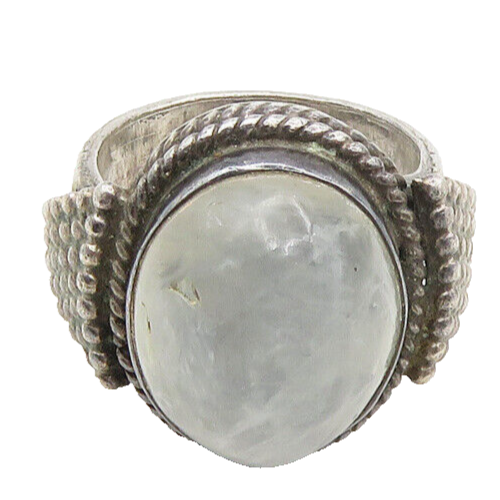 925 Sterling Silver   Vintage Cabochon Cut Quartz Cocktail Ring Sz 7  RG17254