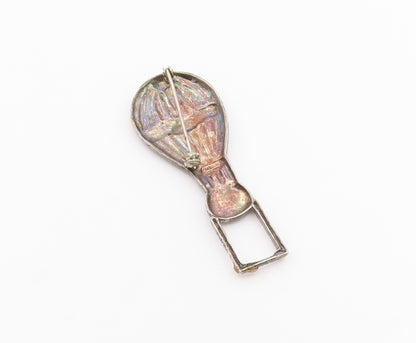925 Sterling Silver  Vintage Star Ribbed Hot Air Balloon Brooch Pin  BP9486