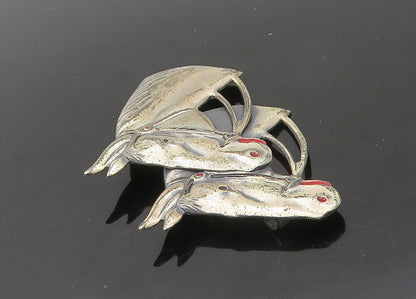 UNCAS 925 Sterling Silver  Vintage Antique Horse Heads Brooch Pin  BP8272