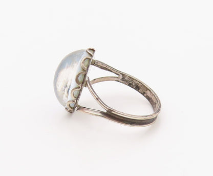 925 Sterling Silver Vintage Ring Cabochon Cat Eye Split Band  Sz 6  RG36340