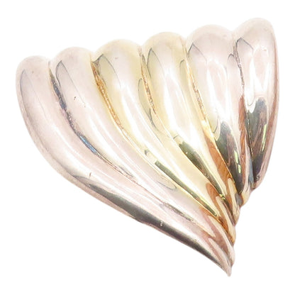 MEXICO 925 Sterling Silver  Vintage Modernist Fluted Wing Brooch Pin  BP4336