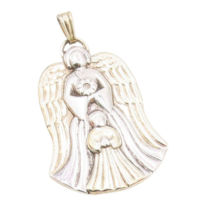 GORHAM 925 Silver  Vintage Genuine Diamond Praying Angels Pendant  PT21871