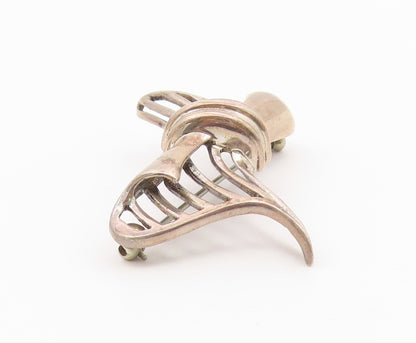 925 Sterling Silver  Vintage Shiny Cutout Bow Tie Motif Brooch Pin  BP4305