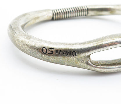 UNODE50 925 Sterling Silver Vintage Flexible Loop Bypass Cuff Bracelet BT2532