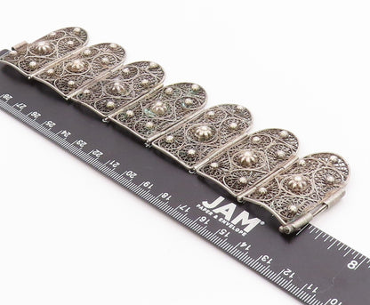 925 Sterling Silver Vintage Bracelet Antique Floral Filigree Work  BT11331