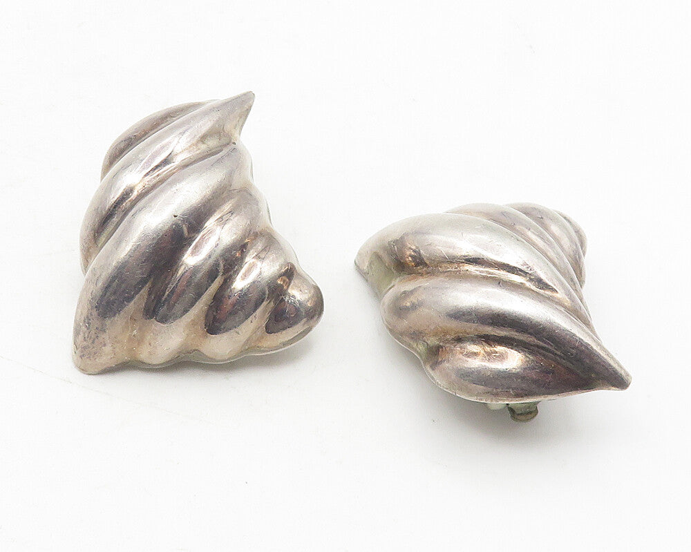 MEXICO 925 Sterling Silver  Vintage Modernist Non Pierce Earrings  EG6036