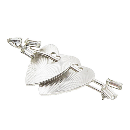 CARLART 925 Silver  Vintage Topaz Love Hearts Bow & Arrow Brooch Pin  BP7766