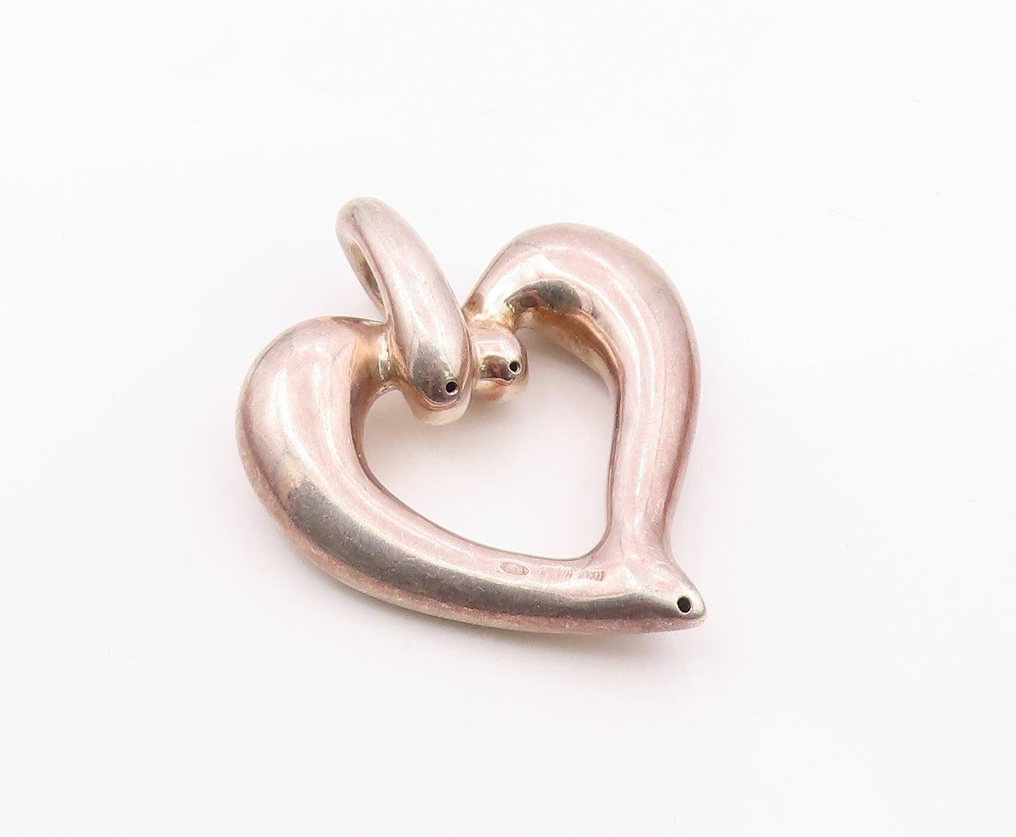 925 Sterling Silver  Vintage Open Puffy Floating Love Heart Pendant  PT20751
