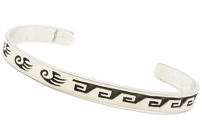 NAVAJO 925 Sterling Silver  Vintage Oxidized Pattern Cuff Bracelet  BT5267