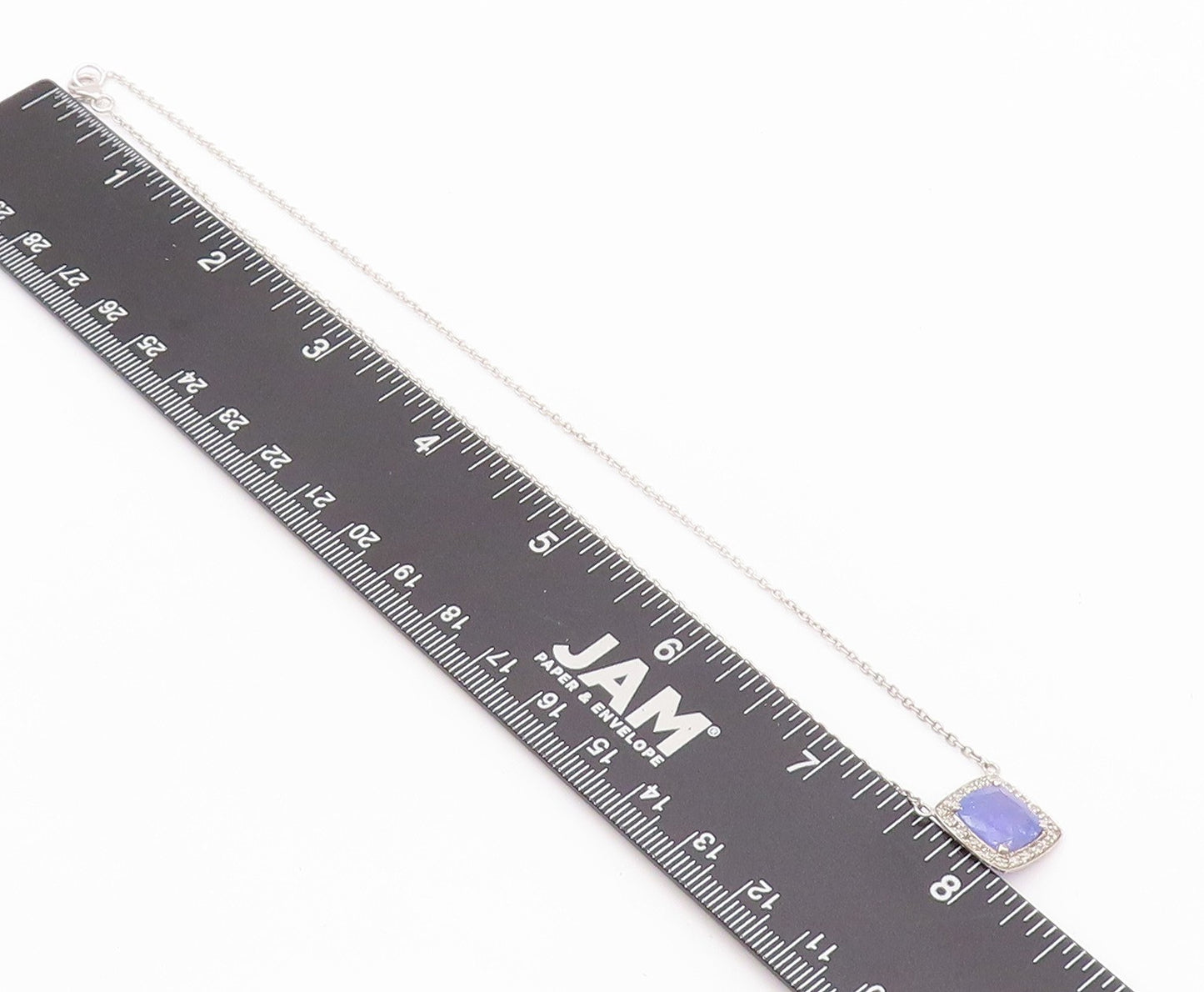 925 Sterling Silver Vintage Necklace Minimalist Diamonds & Tanzanite  NE4513