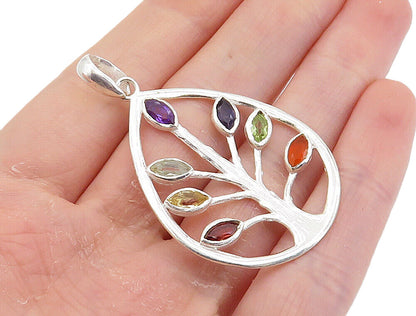 925 Silver  Topaz Amethyst Citrine Peridot & Tanzanite Tree Pendant  PT6119