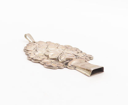 925 Sterling Silver Vintage Pendant REED & BARTON Solid Carved Flowers  PT23415