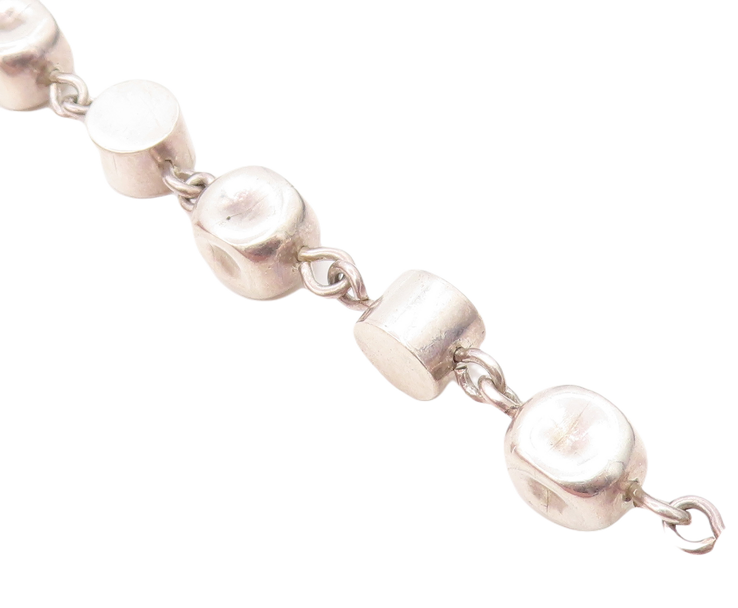 BRENDA SCHOCHFELD 925 Sterling Silver  Vintage Beaded Chain Bracelet  BT3048