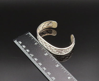 925 Sterling Silver  Vintage Twisted Three Row Cuff Bracelet  BT9484