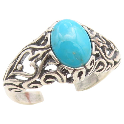 925 Sterling Silver Vintage Ring Cabochon Turquoise Openwork Band  Sz 7  RG36675