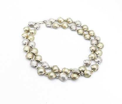DOBBS BOSTON 925 Silver  Vintage 2 Tone Etched Beaded Chain Necklace  NE1148