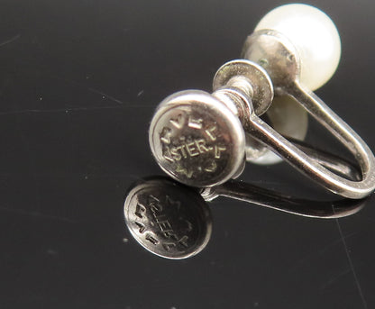 925 Sterling Silver  Vintage Fresh Water Pearls Screw Back Earrings  EG11995
