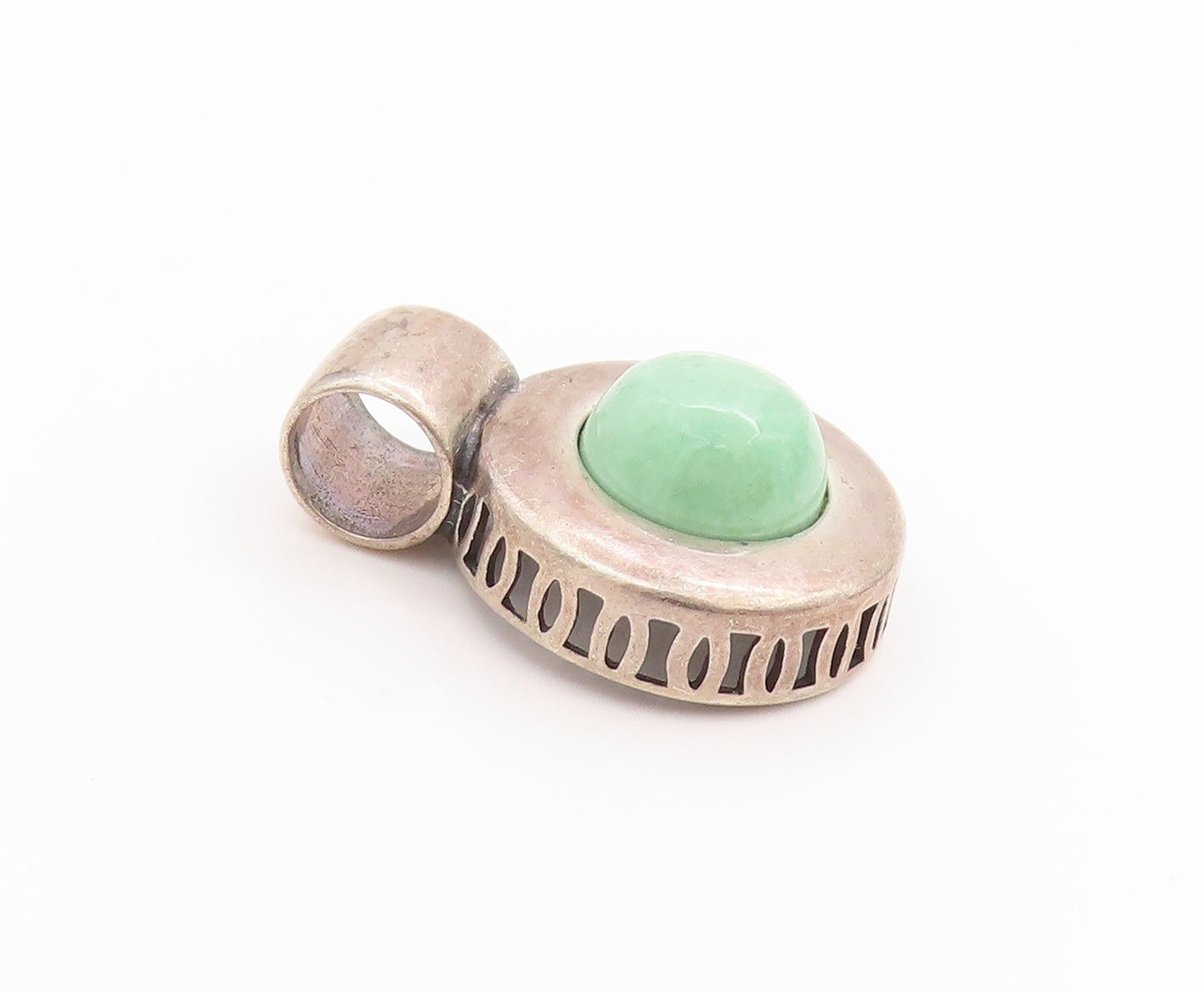 925 Sterling Silver Vintage Pendant CAROLYN POLLACK Halo Round Turquoise PT24848