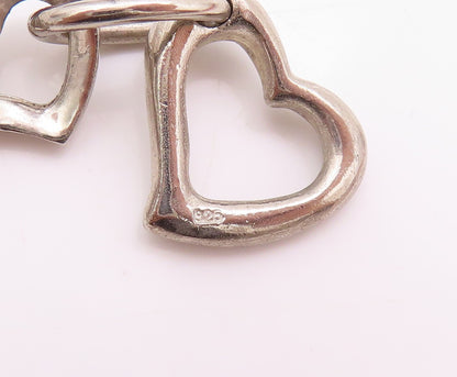 925 Sterling Silver Vintage Bracelet Rings & Cutout Hearts Linked  BT11135