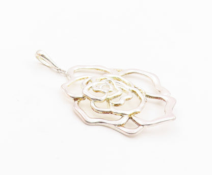 JACMEL 925 Sterling Silver  Vintage Shiny Flower Outline Pendant  PT18367