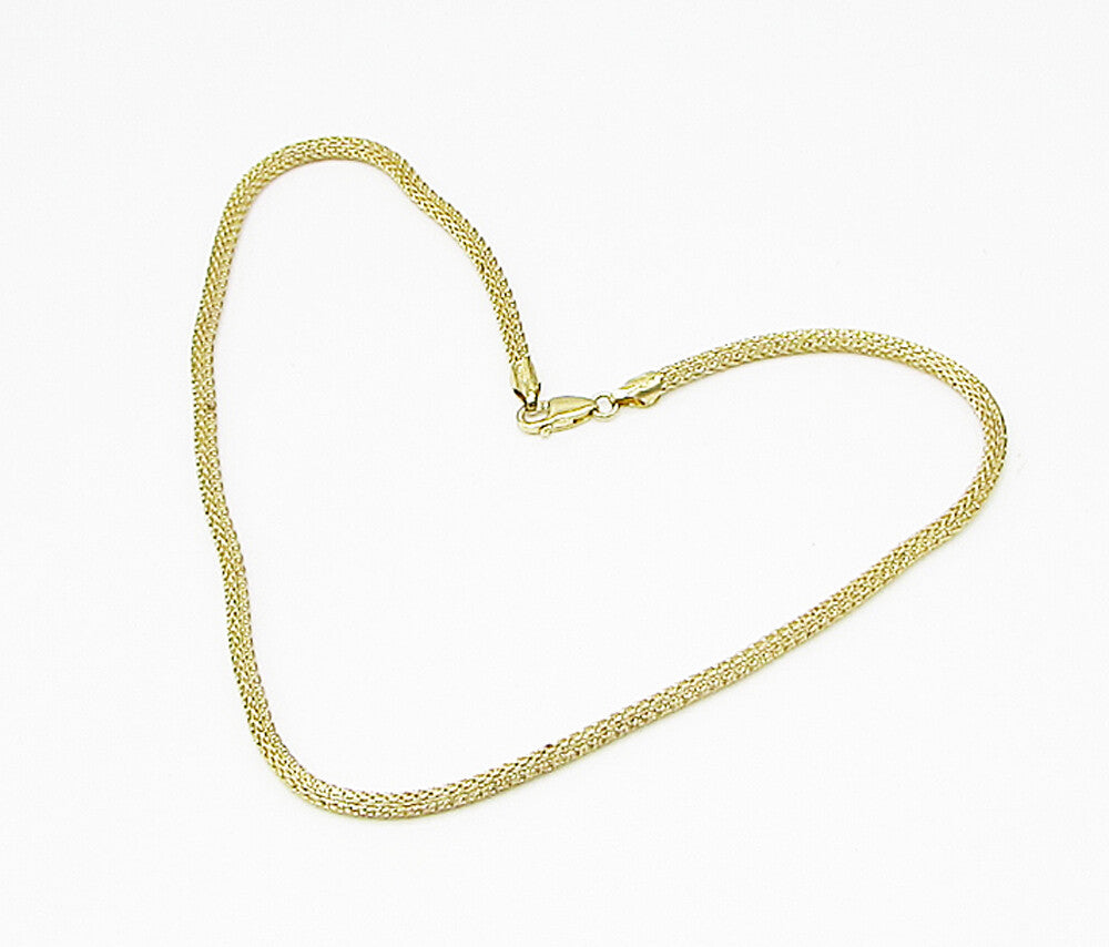 Gold Over 925 Sterling Silver Cylindrical Laced Chain Mail Necklace PT2177