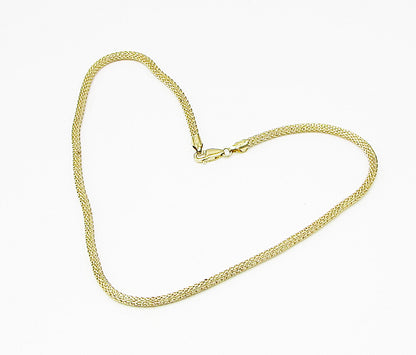 Gold Over 925 Sterling Silver Cylindrical Laced Chain Mail Necklace PT2177