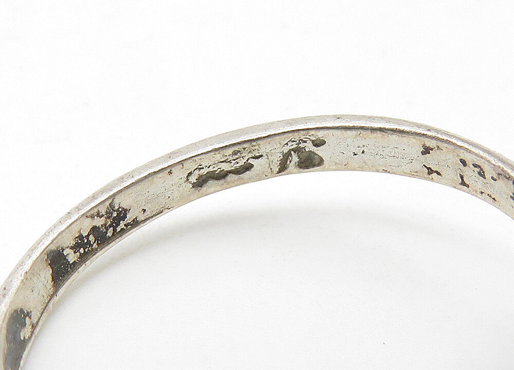 925 Sterling Silver  Vintage Dark Tone Dolphin Bypass Band Ring Sz 6  RG10423