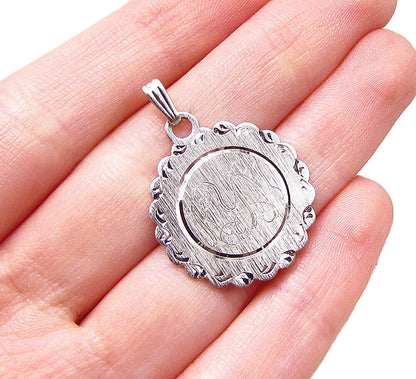 925 Sterling Silver  Decorated KYM Initials Drop Pendant  PT1759