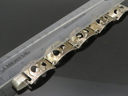 POLAND 925 Sterling Silver  Vintage Sculpted Link Chain Bracelet  BT9253