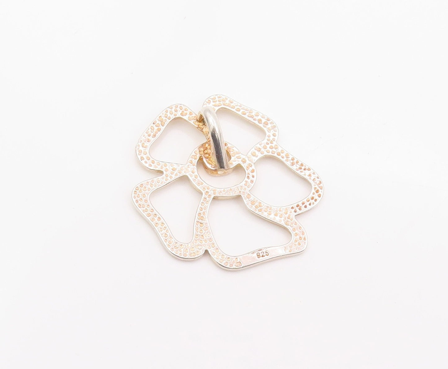 925 Sterling Silver Vintage Pendant Modernist Daisy Flower Outline  PT25652